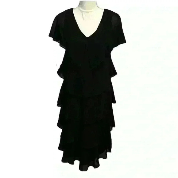 Scarlett Dresses & Skirts - SCARLETT Black Tiered Ruffle Cocktail Dress Size 8 Polyester Stretch w/ Lining